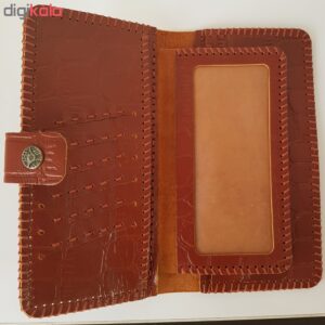 کیف پول زنانه چرم طبیعی گاوی دست دوز لمونو مدل ریحان کد KL745