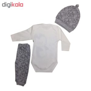 ست 3 تکه لباس نوزادی طرح پنگوئن کد 003