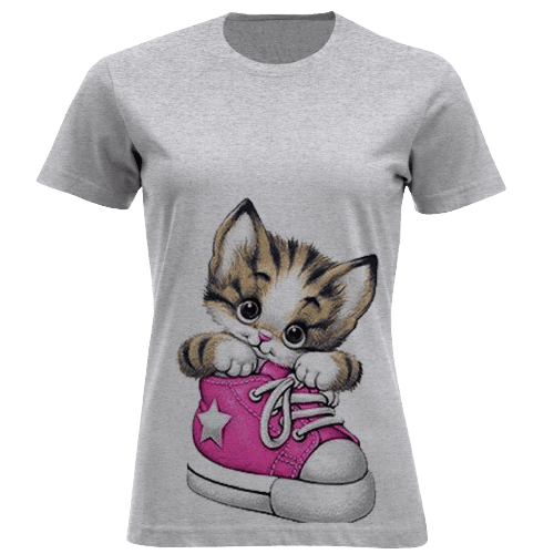 تی شرت آستین کوتاه زنانه مدل کتونی گربه F1486
