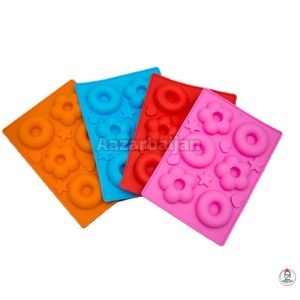 قالب سیلیکون دونات 6 خانه طرح گل و گرد
