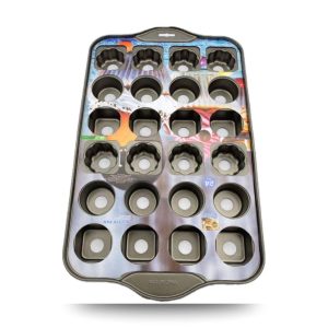 قالب مافین تفلون کف جدا 24 خانه طرح میکس