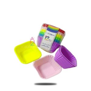 سیلیکون کاپکیک رنگین کمان مربع بسته 12عددی